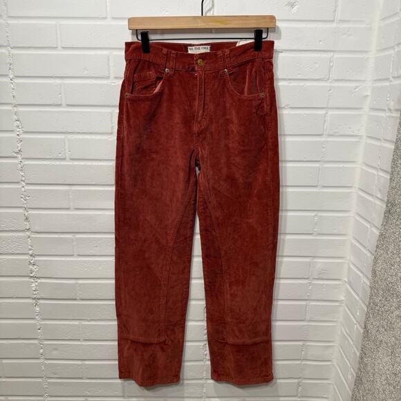 We the Free People NWT Corduroy Risk Taker High Rise Straight Red Sz 27 Western - Picture 4 of 16